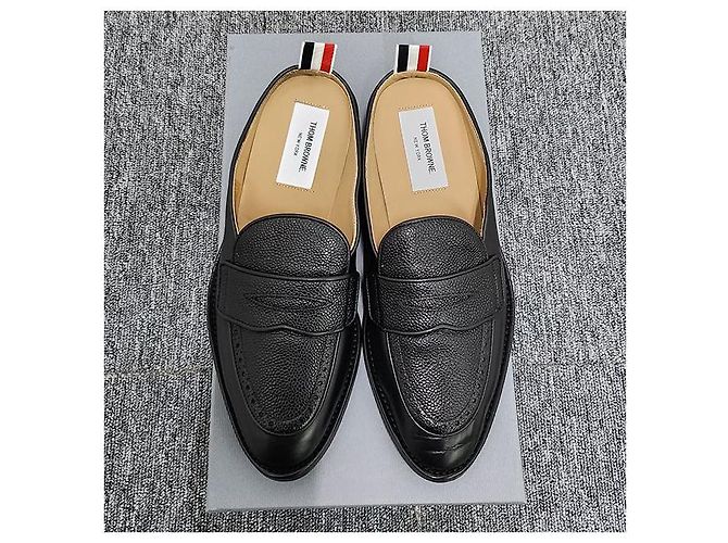 Thom Browne Varsity Grain Leather Penny Loafer Mule - view 4