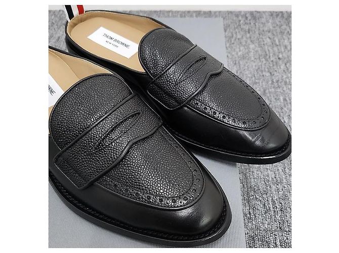 Thom Browne Varsity Grain Leather Penny Loafer Mule - view 6