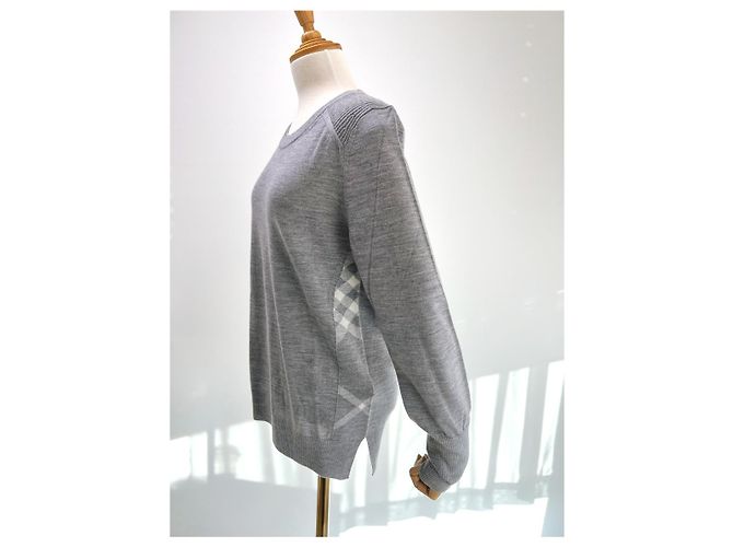 Burberry Meigan Wollkarierter Damenstrickpullover MITTELGRAU Braun - Ansicht 11