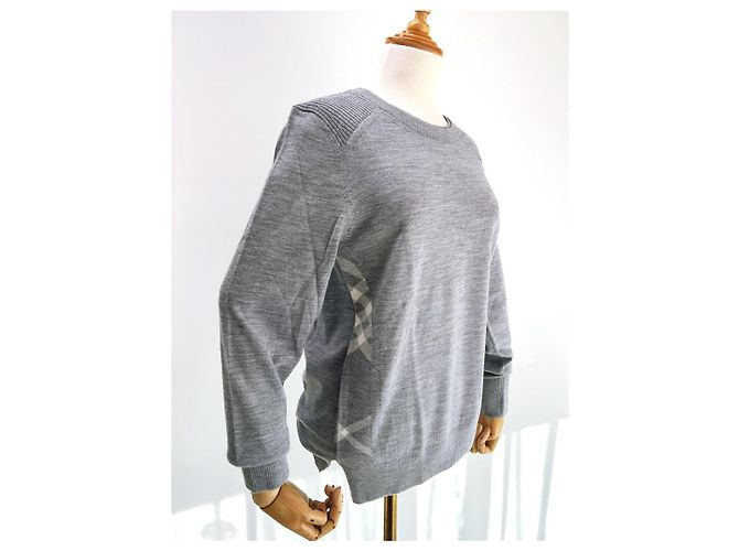 Burberry Meigan Wollkarierter Damenstrickpullover MITTELGRAU Braun - Ansicht 6