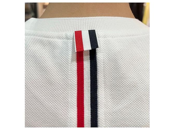Thom Browne Cotton Pique Center Back Three Stripe Relaxed Fit T-Shirt - view 7