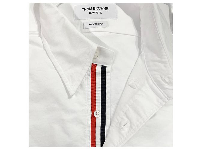 Thom Browne Camicia Plaque in Grosgrain con Tre Strisce Bianco - vista 13