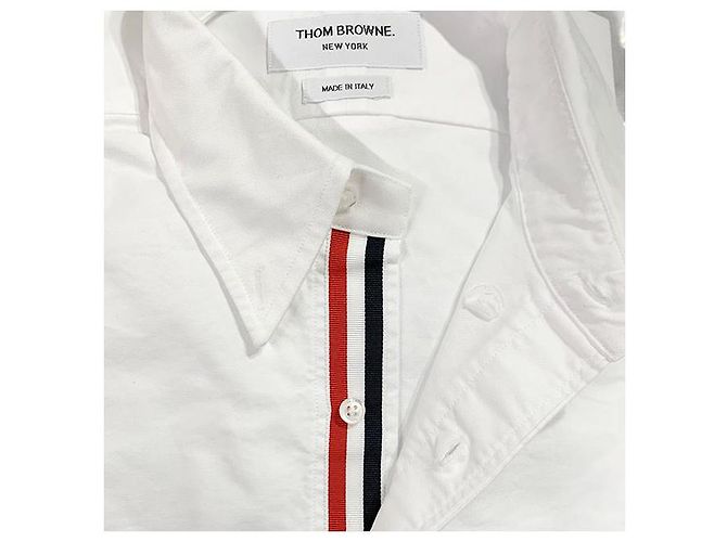 Thom Browne Camicia Plaque in Grosgrain con Tre Strisce Bianco - vista 4