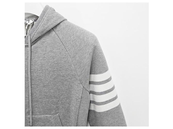 Thom Browne Giacca con cappuccio a righe diagonali classiche Marrone - vista 16