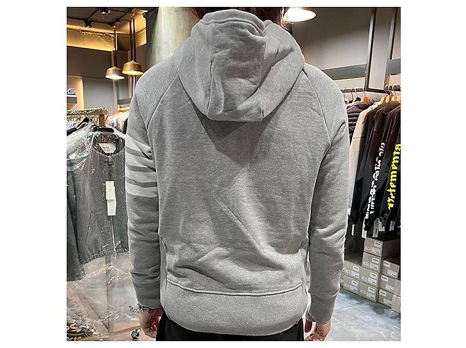 Thom Browne Giacca con cappuccio a righe diagonali classiche Marrone - vista 25