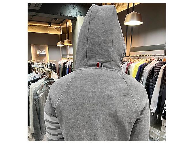 Thom Browne Giacca con cappuccio a righe diagonali classiche Marrone - vista 26
