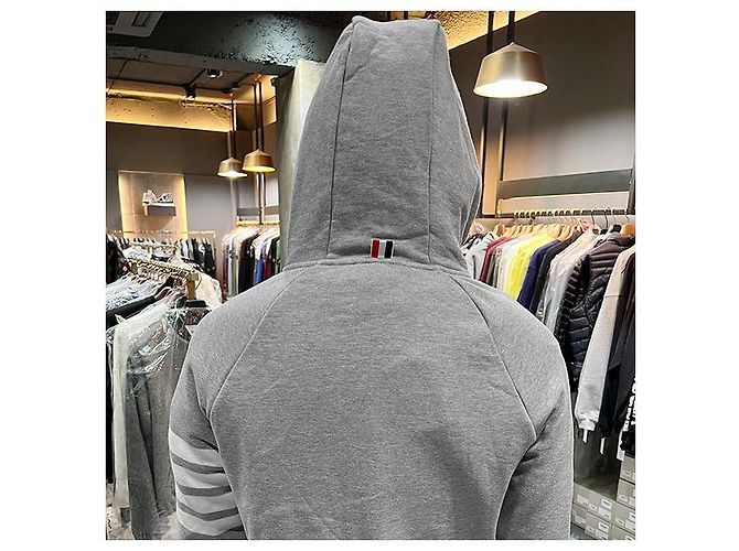 Thom Browne Giacca con cappuccio a righe diagonali classiche Marrone - vista 6