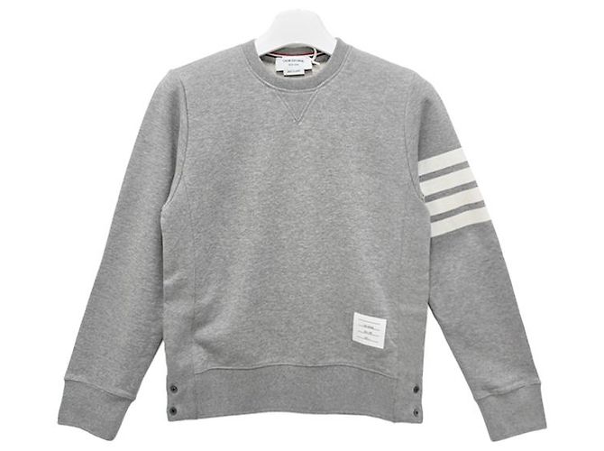 Thom Browne Diagonal Stripe Loopback Classic Sweatshirt Light Gray - view 13