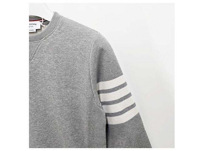 Thom Browne Diagonal Stripe Loopback Classic Sweatshirt Light Gray - view 16