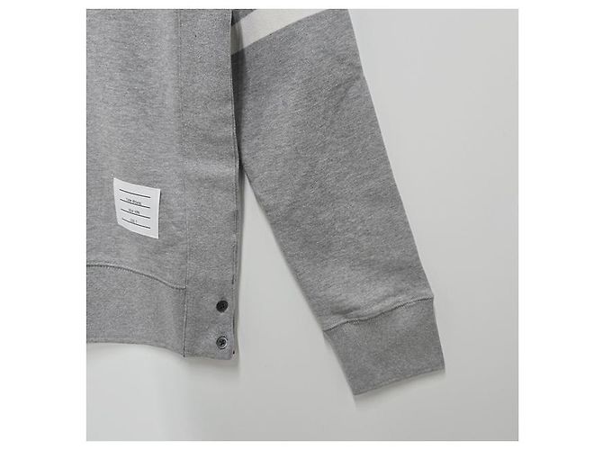 Thom Browne Diagonal Stripe Loopback Classic Sweatshirt Light Gray - view 17