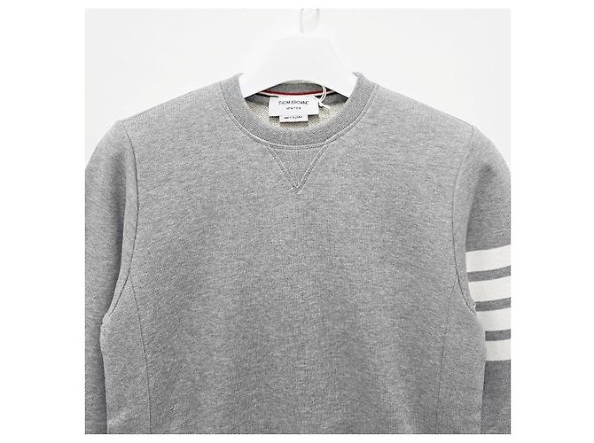 Thom Browne Diagonal Stripe Loopback Classic Sweatshirt Light Gray - view 3