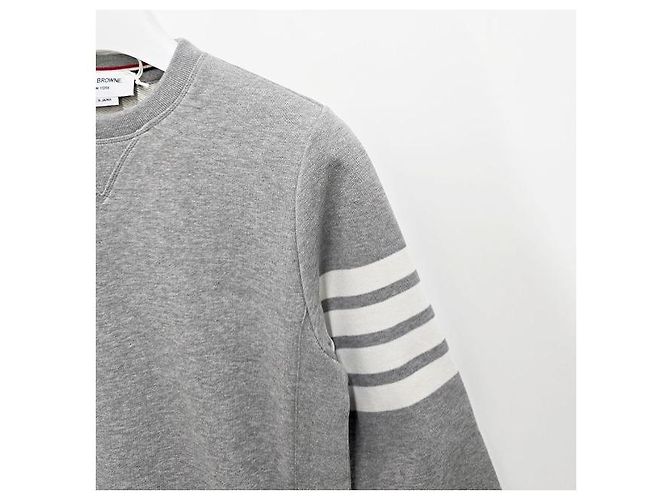 Thom Browne Diagonal Stripe Loopback Classic Sweatshirt Light Gray - view 4