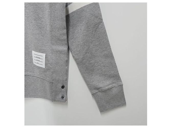 Thom Browne Diagonal Stripe Loopback Classic Sweatshirt Light Gray - view 5