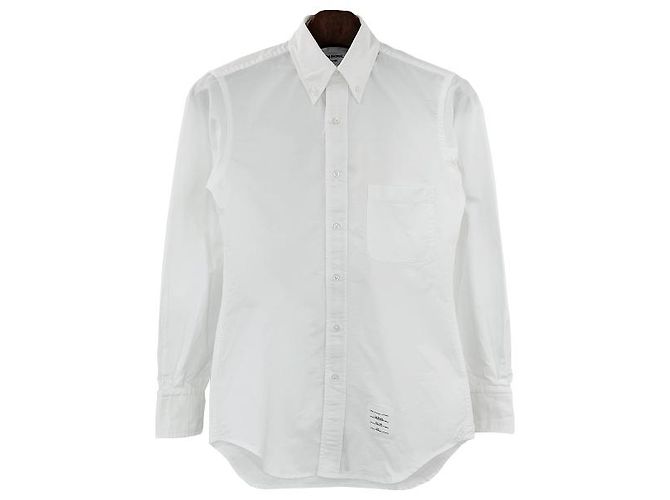 Thom Browne Camicia con placca in gros-grain a tre strisce bianca Bianco - vista 11