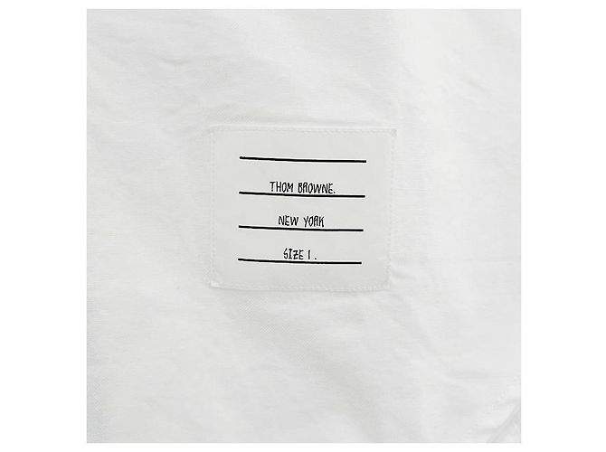 Thom Browne Camicia con placca in gros-grain a tre strisce bianca Bianco - vista 15