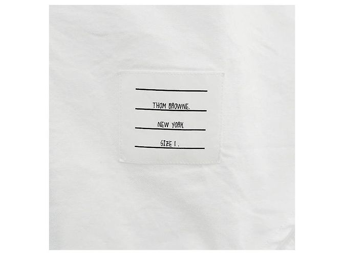 Thom Browne Camicia con placca in gros-grain a tre strisce bianca Bianco - vista 6