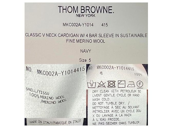 Thom Browne Cardigan in lana merino a righe diagonali blu navy - vista 16