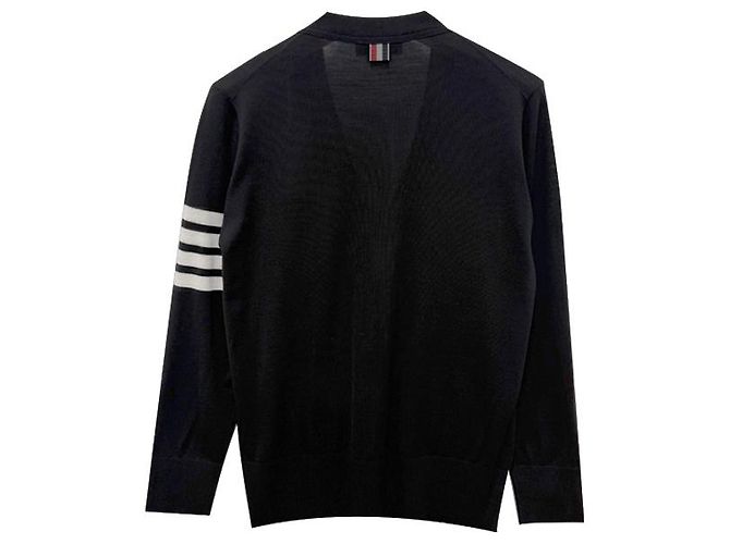 Thom Browne Cardigan aus Merinowolle mit diagonalen Streifen Schwarz - Ansicht 13
