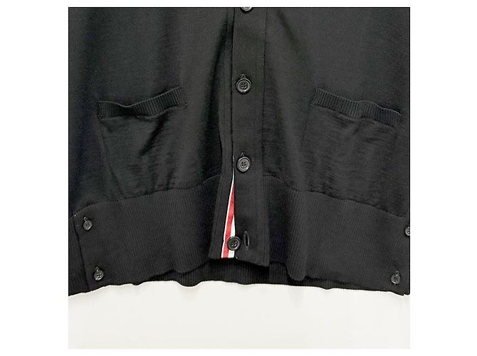 Thom Browne Cardigan aus Merinowolle mit diagonalen Streifen Schwarz - Ansicht 16