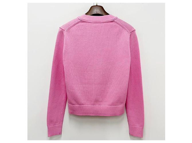V-Ausschnitt Cardigan aus Bio-Baumwolle mit Acne-Logo - Cameo Pink - Ansicht 11