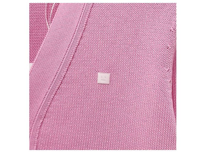 V-Ausschnitt Cardigan aus Bio-Baumwolle mit Acne-Logo - Cameo Pink - Ansicht 13