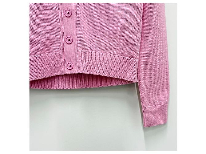 V-Ausschnitt Cardigan aus Bio-Baumwolle mit Acne-Logo - Cameo Pink - Ansicht 14