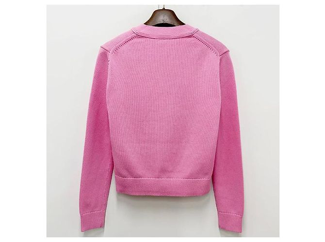 V-Ausschnitt Cardigan aus Bio-Baumwolle mit Acne-Logo - Cameo Pink - Ansicht 2