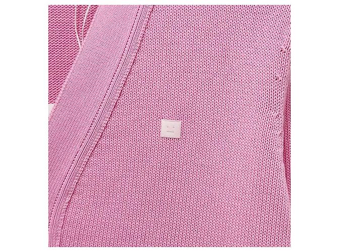 V-Ausschnitt Cardigan aus Bio-Baumwolle mit Acne-Logo - Cameo Pink - Ansicht 4