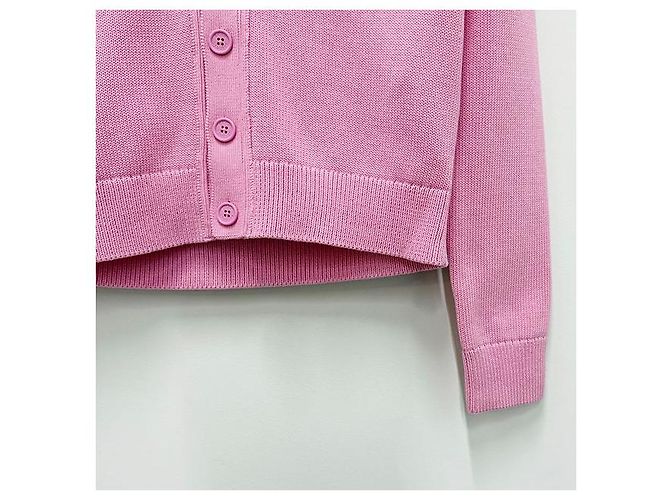 V-Ausschnitt Cardigan aus Bio-Baumwolle mit Acne-Logo - Cameo Pink - Ansicht 5
