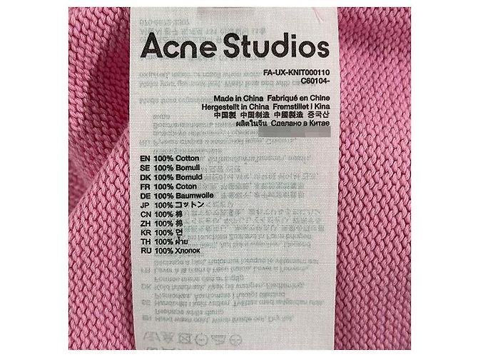 V-Ausschnitt Cardigan aus Bio-Baumwolle mit Acne-Logo - Cameo Pink - Ansicht 6