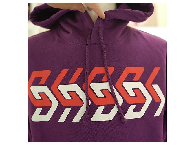 Gucci Moletom com capuz XJEWS de algodão roxo - vista 12