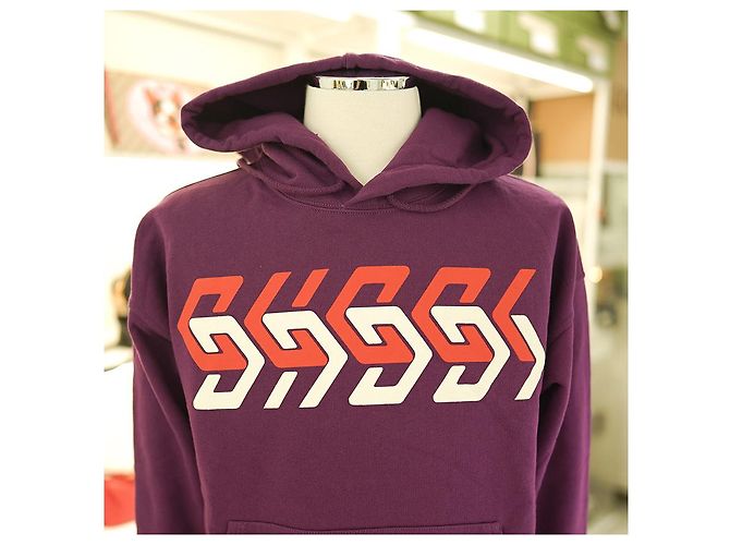 Gucci Moletom com capuz XJEWS de algodão roxo - vista 3