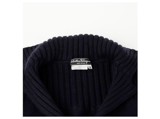 Salvatore Ferragamo Navy Wollstrick-Cardigan Größe Blau - Ansicht 4