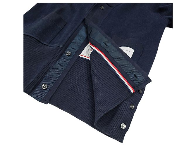 Thom Browne Strickjacke aus Baumwolle mit Schalkragen Blau - Ansicht 4