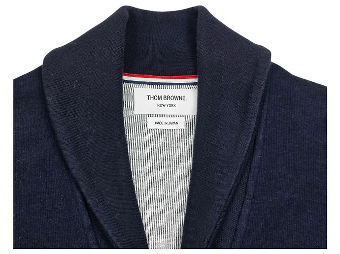 Thom Browne Strickjacke aus Baumwolle mit Schalkragen Blau - Ansicht 6