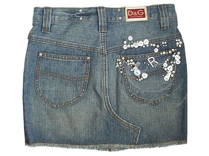 Dolce & Gabbana Falda de mezclilla con apliques de cuentas Azul - vista 2