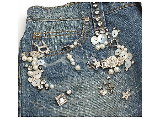 Dolce & Gabbana Falda de mezclilla con apliques de cuentas Azul - vista 4