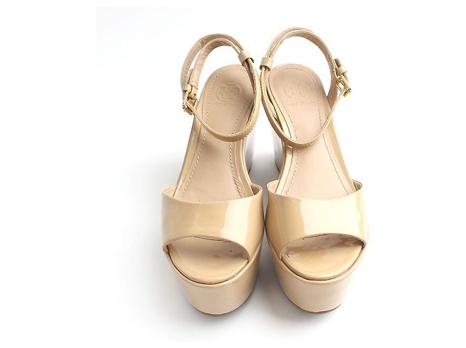 Tory Burch Sandali con piattaforma in vernice beige Marrone - vista 2