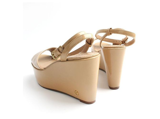 Tory Burch Sandali con piattaforma in vernice beige Marrone - vista 4