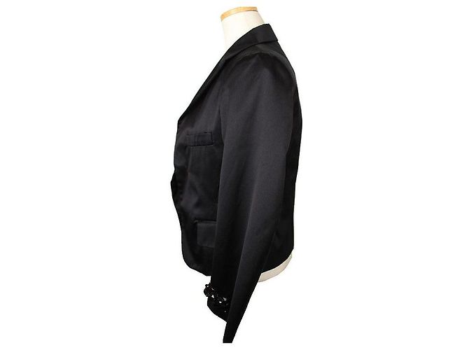 Jil Sander Giacca corta in seta nera con perline Nero - vista 3