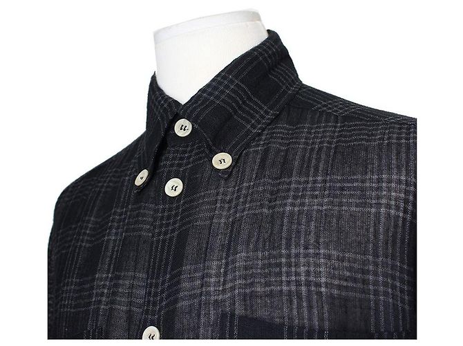 Camicia da uomo a quadri neri Armani Collegioni Nero - vista 4