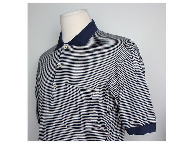 Céline Camicia Piquet a Righe Blu Navy da Uomo - vista 4