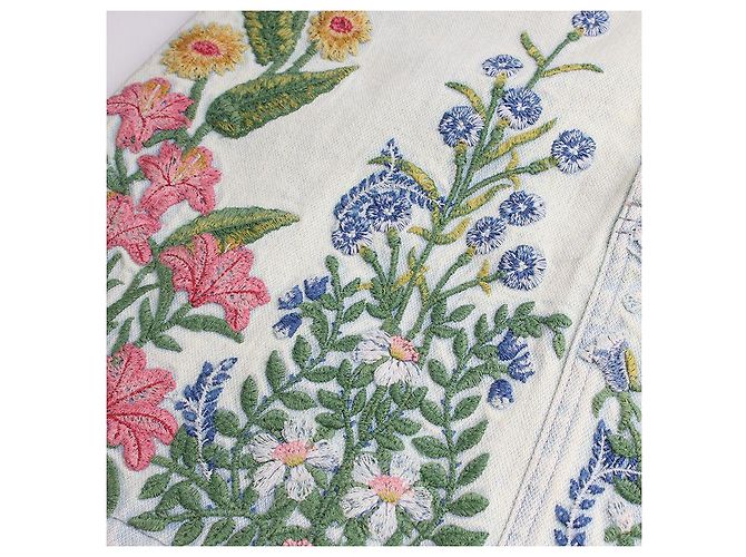 Gucci Falda mini de mezclilla bordada con flores Azul - vista 4