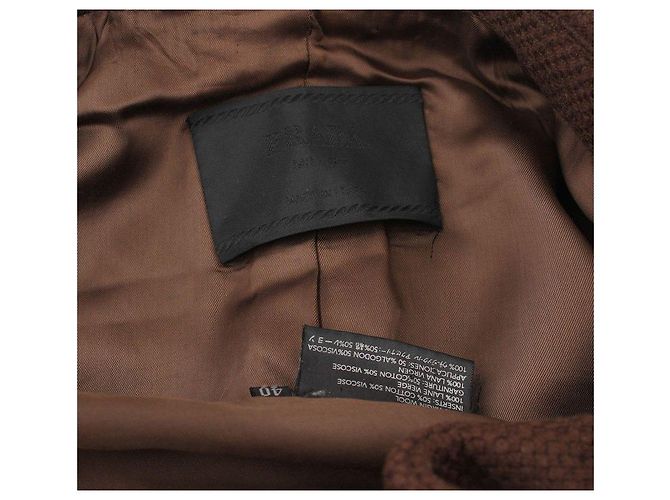 Ribbon Prada Abrigo largo de lana virgen estampado marrón chocolate Castaño - vista 5