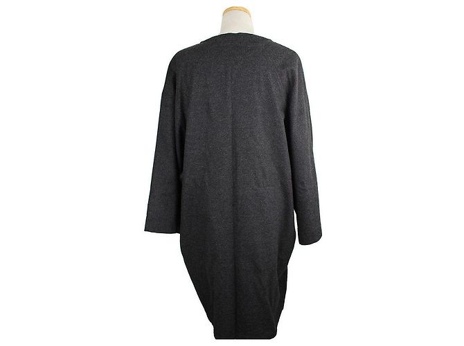 Dries Van Noten Charcoal Oversized Wool Cashmere Zip Coat Brown - view 4