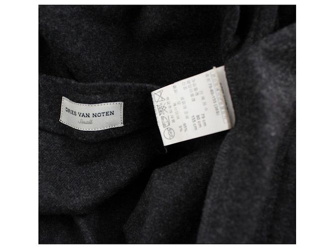 Dries Van Noten Charcoal Oversized Wool Cashmere Zip Coat Brown - view 5