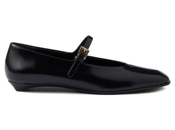 Prada Ballerina Mary Jane in pelle spazzolata Nero - vista 4