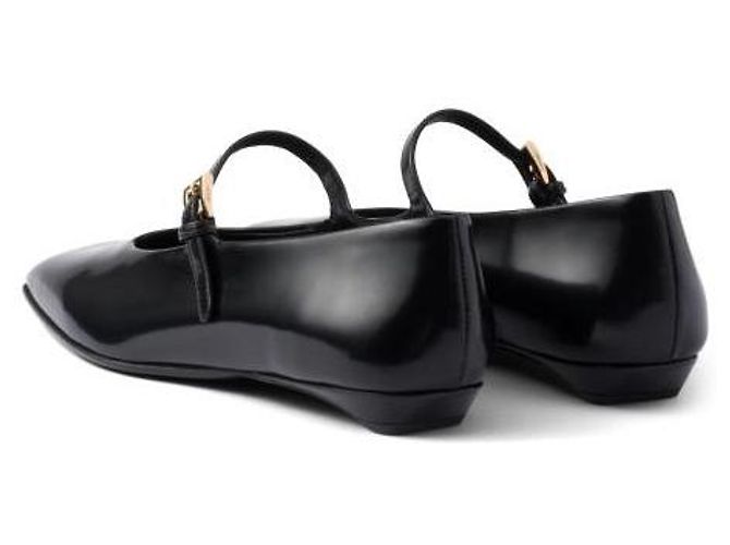 Prada Ballerina Mary Jane in pelle spazzolata Nero - vista 6