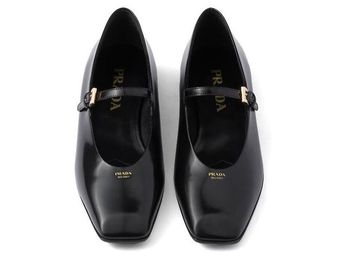 Prada Ballerina Mary Jane in pelle spazzolata Nero - vista 7