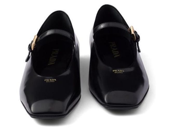 Prada Ballerina Mary Jane in pelle spazzolata Nero - vista 8